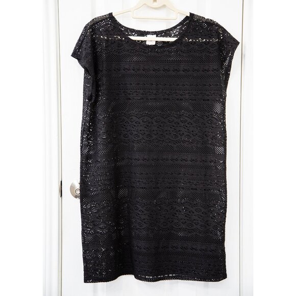 Merona Black Mesh Swim Cover Up, size L - Picture 1 of 4